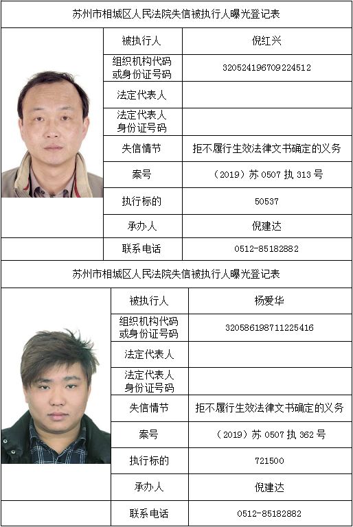 浦江老赖名单